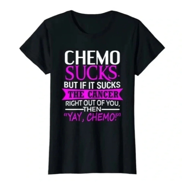 Port & Company Tops - Graphic Tee Chemo Sucks Black V-Neck Short Sleeve T-Shirt